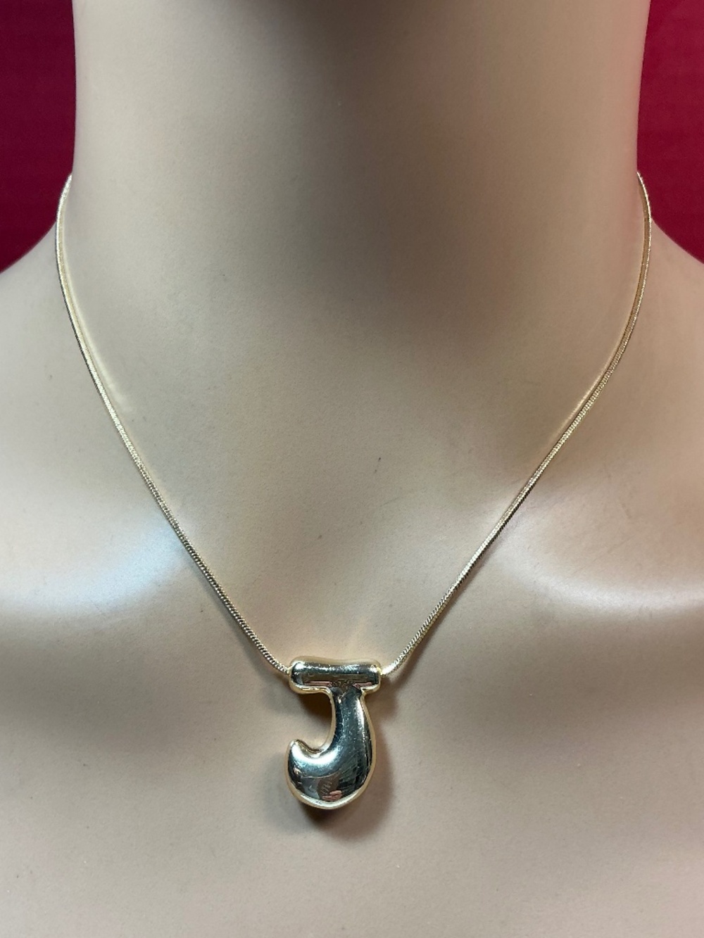 Anthropology 14k gold plated Bubble Initial J W/Snake Chain. 15, 15.5, 16, 16.5